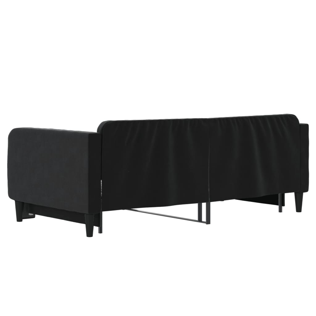 vidaXL Pat de zi cu extensie, negru, 90x190 cm, catifea vidaXL Pat de zi cu extensie, negru, 90x190 cm, catifea