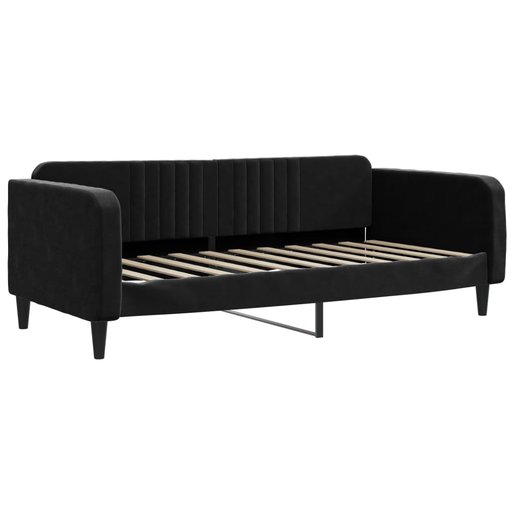 vidaXL Pat de zi cu extensie, negru, 90x190 cm, catifea vidaXL Pat de zi cu extensie, negru, 90x190 cm, catifea