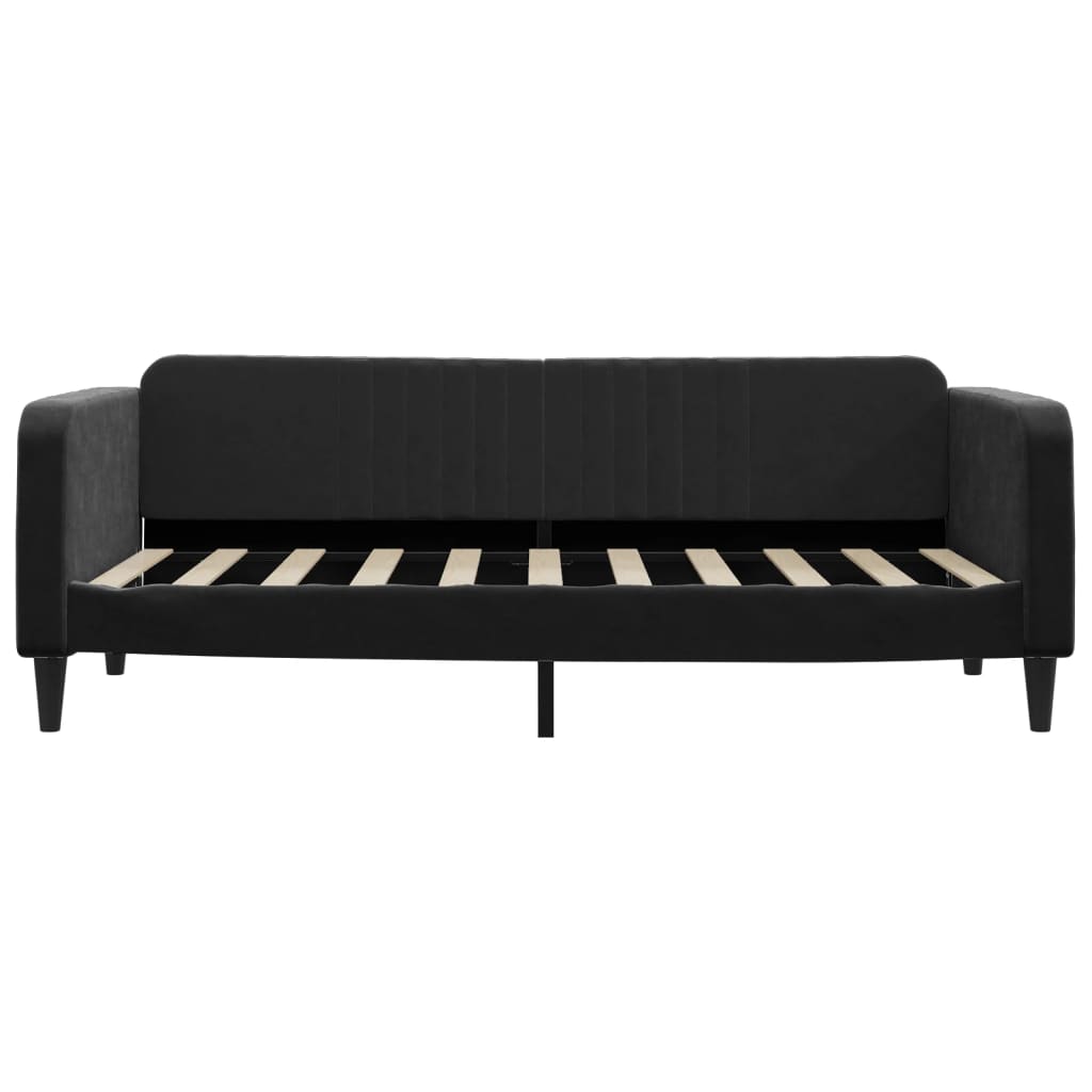 vidaXL Pat de zi cu extensie, negru, 90x190 cm, catifea vidaXL Pat de zi cu extensie, negru, 90x190 cm, catifea