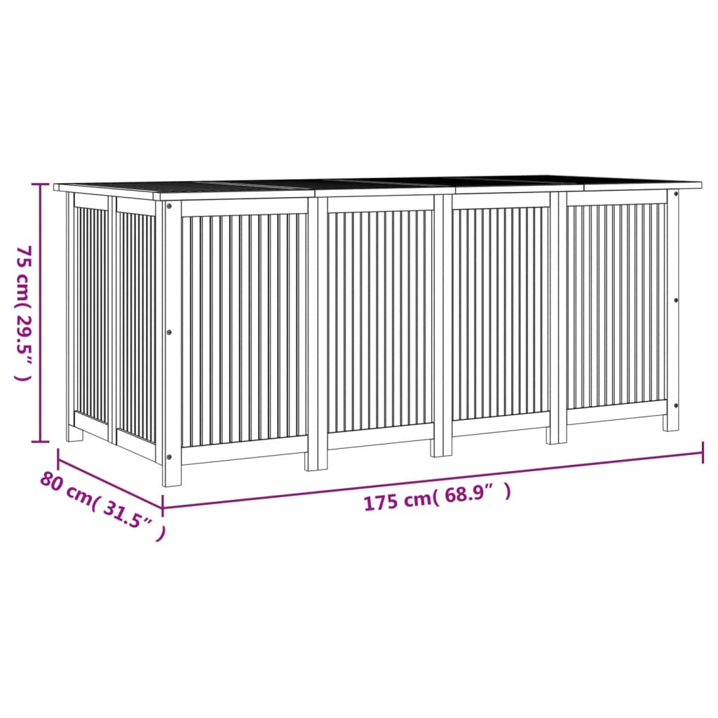 vidaXL Ladă depozitare pentru grădină 175x80x75 cm lemn masiv acacia vidaXL Ladă depozitare pentru grădină 175x80x75 cm lemn masiv acacia