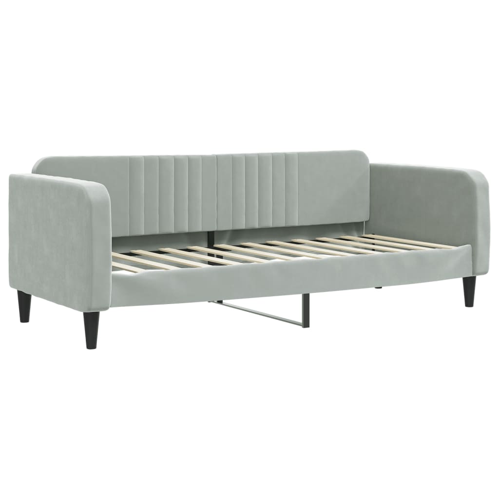 vidaXL Pat de zi cu extensie și saltele, gri deschis 80x200 cm catifea