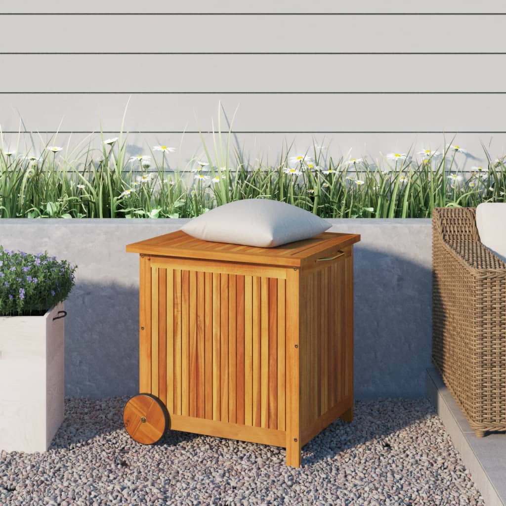 vidaXL Ladă de depozitare grădină cu roți, 60x50x58 cm, lemn acacia vidaXL Ladă de depozitare grădină cu roți, 60x50x58 cm, lemn acacia