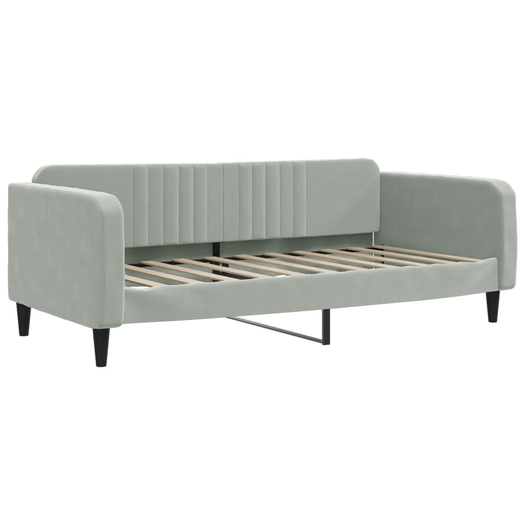 vidaXL Pat de zi cu extensie și saltele, gri deschis 90x190 cm catifea vidaXL Pat de zi cu extensie și saltele, gri deschis 90x190 cm catifea