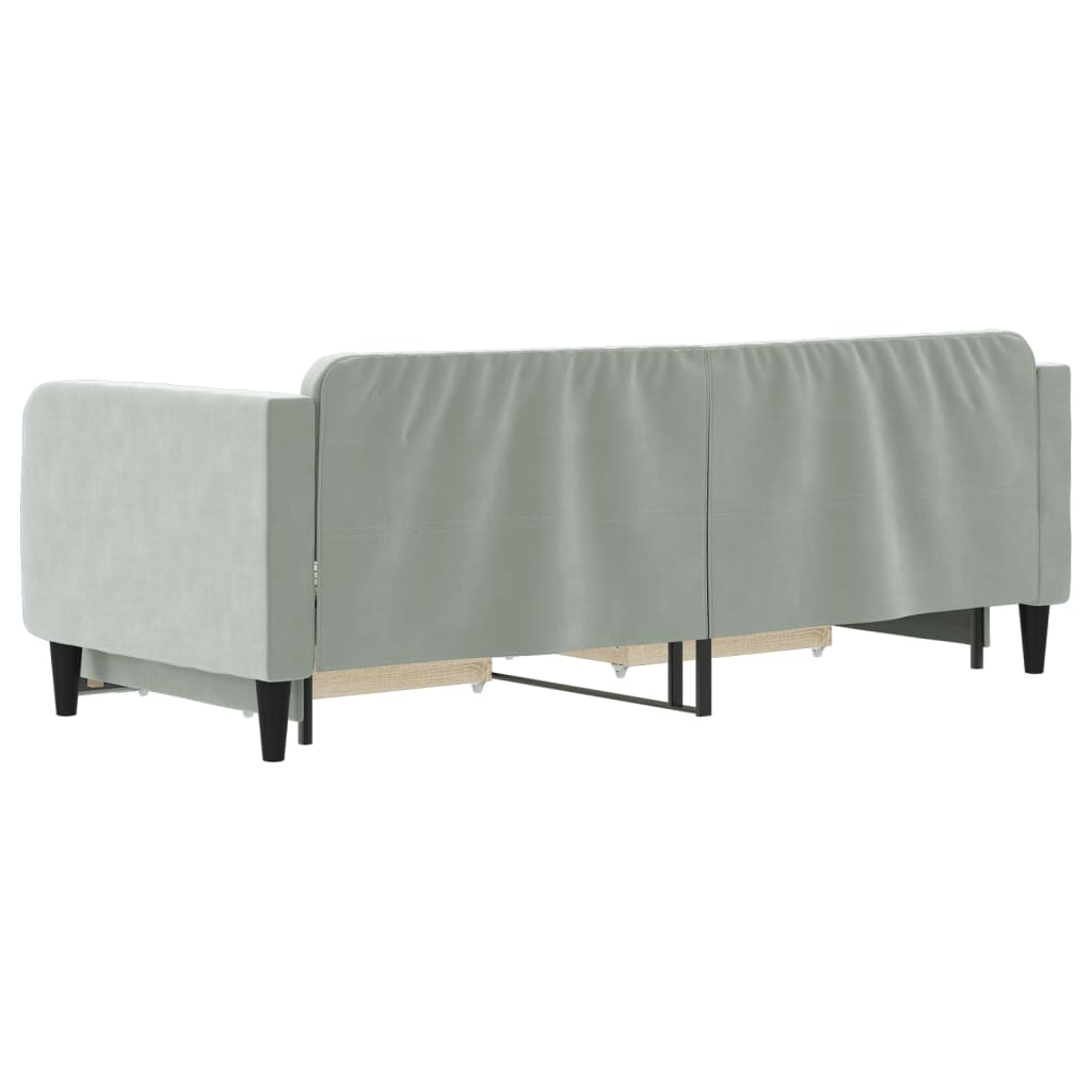 vidaXL Pat de zi cu extensie și sertare, gri deschis 80x200 cm catifea