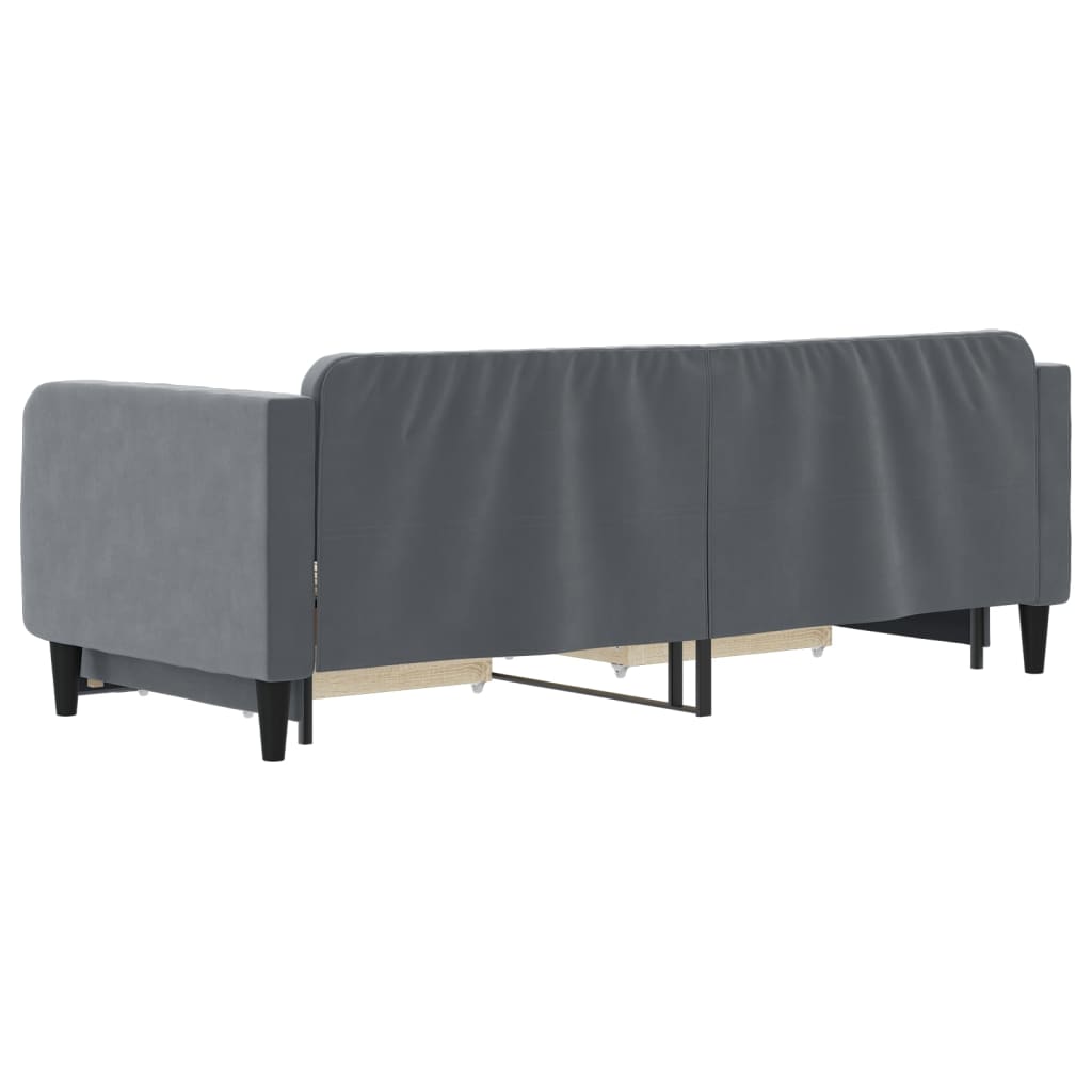 vidaXL Pat de zi cu extensie și sertare gri închis 80x200 cm catifea vidaXL Pat de zi cu extensie și sertare gri închis 80x200 cm catifea