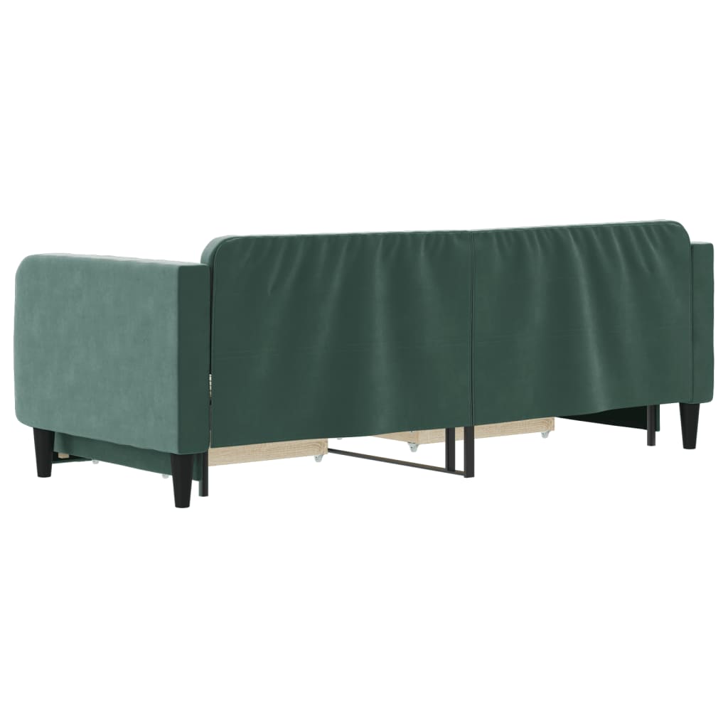vidaXL Pat de zi cu extensie și sertare verde închis 80x200 cm catifea