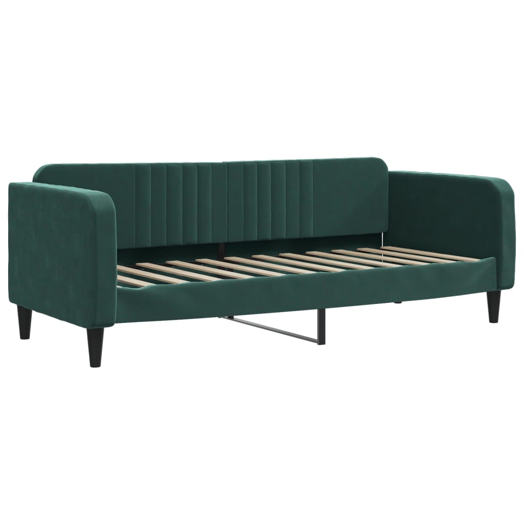 vidaXL Pat de zi cu extensie și sertare verde închis 80x200 cm catifea