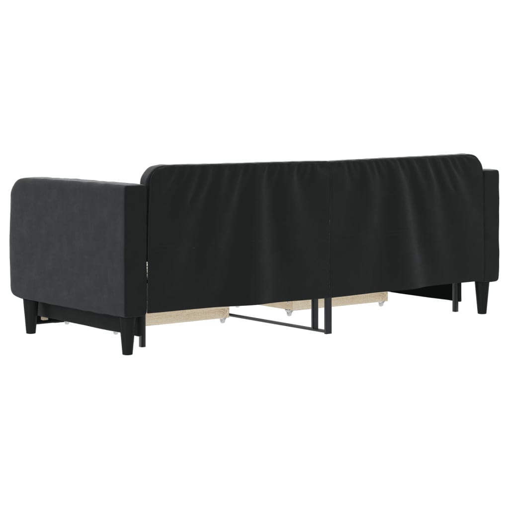 vidaXL Pat de zi cu extensie și sertare, negru, 80x200 cm, catifea