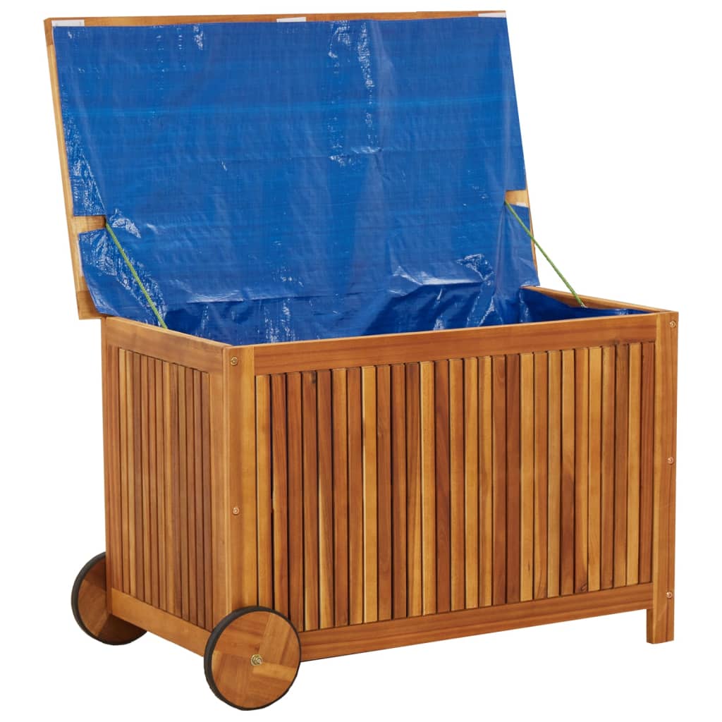 vidaXL Ladă de depozitare de grădină cu roți, 90x50x58 cm, lemn acacia vidaXL Ladă de depozitare de grădină cu roți, 90x50x58 cm, lemn acacia