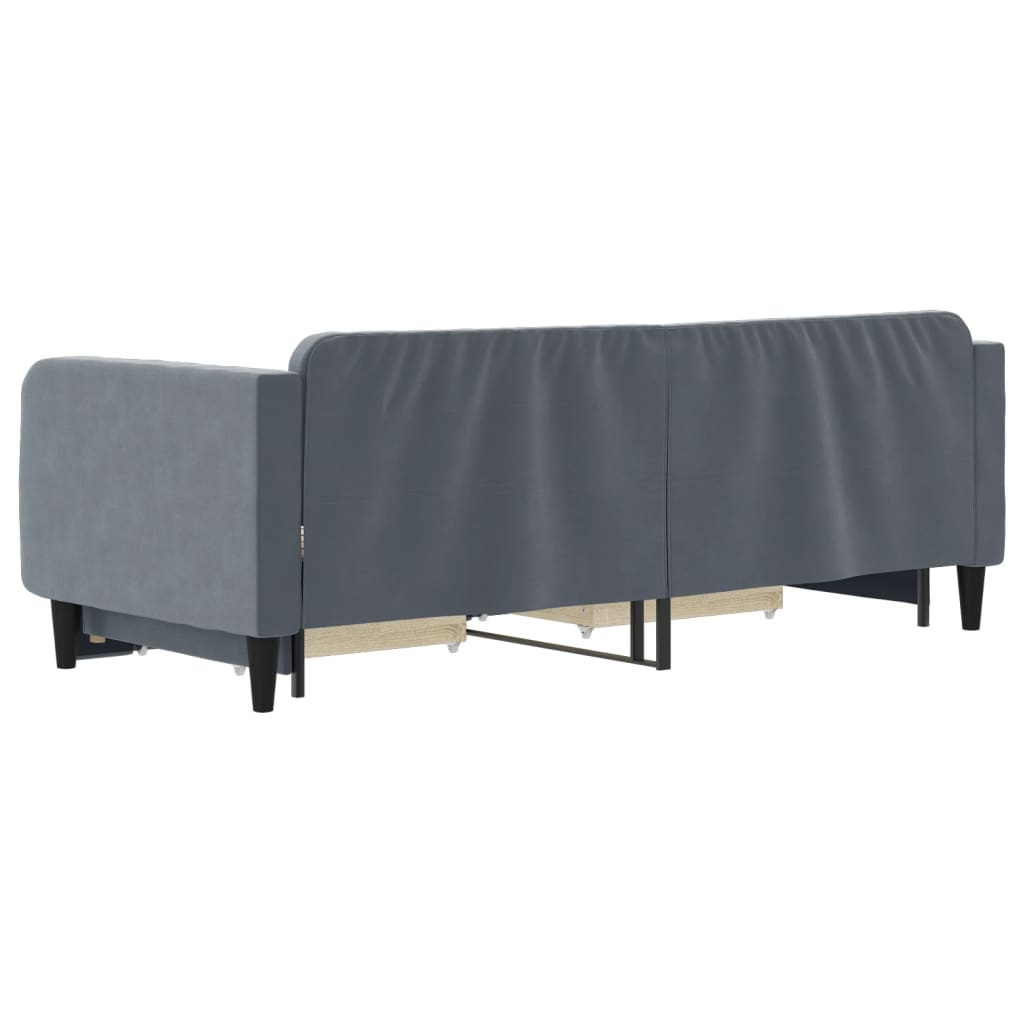 vidaXL Pat de zi cu extensie și sertare gri închis 90x200 cm catifea