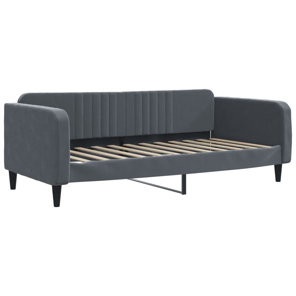 vidaXL Pat de zi cu extensie și sertare gri închis 90x200 cm catifea
