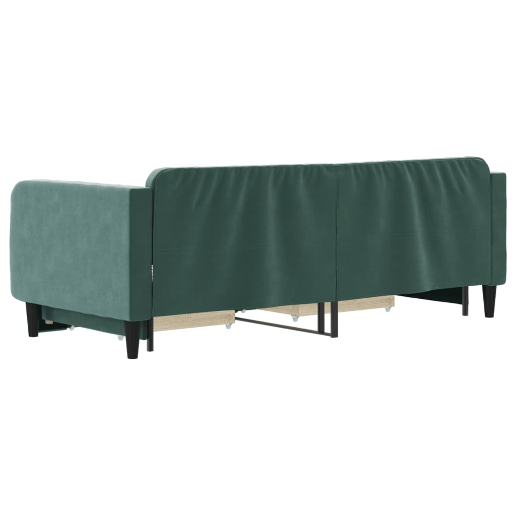 vidaXL Pat de zi cu extensie și sertare verde închis 90x200 cm catifea