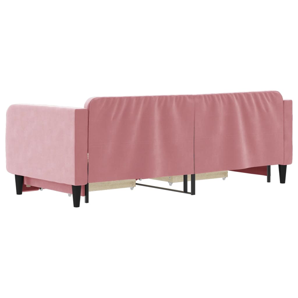 vidaXL Pat de zi cu extensie și sertare, roz, 90x200 cm, catifea vidaXL Pat de zi cu extensie și sertare, roz, 90x200 cm, catifea