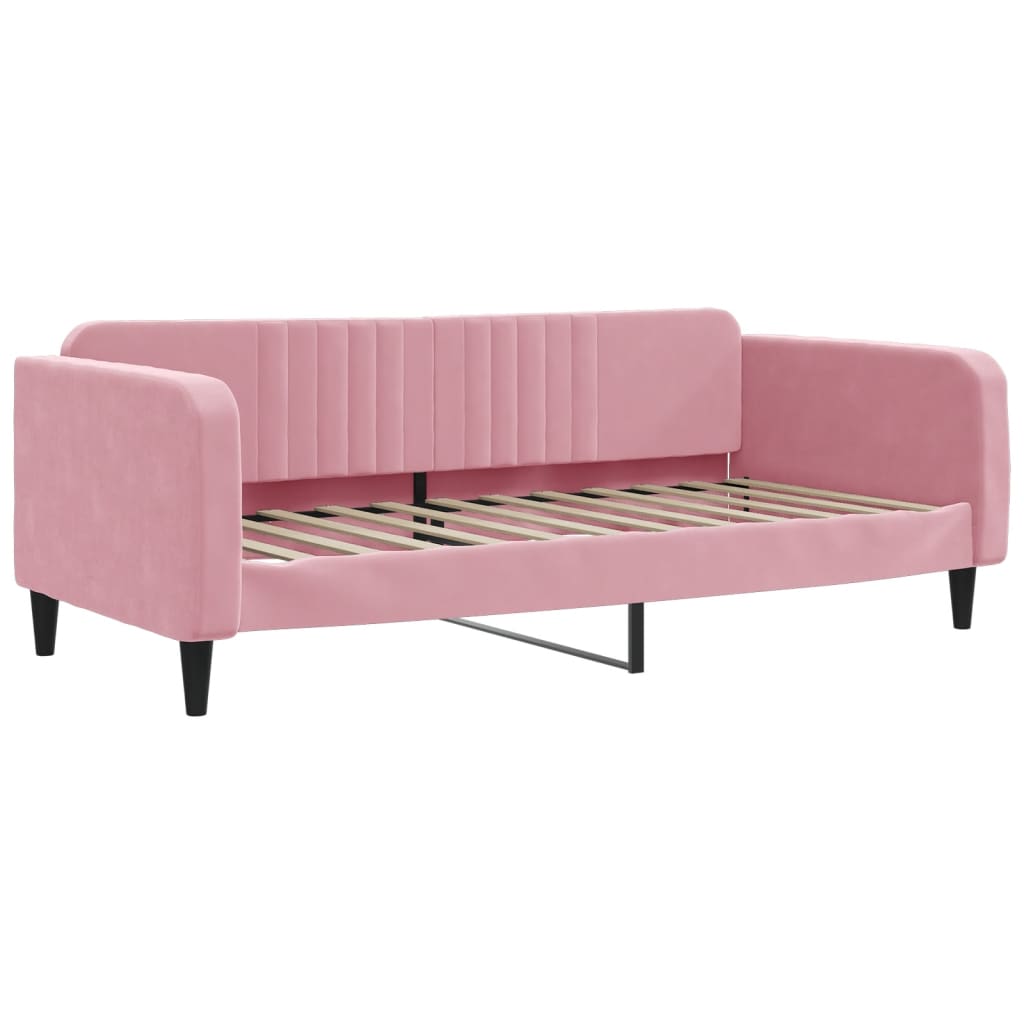 vidaXL Pat de zi cu extensie și sertare, roz, 90x200 cm, catifea vidaXL Pat de zi cu extensie și sertare, roz, 90x200 cm, catifea