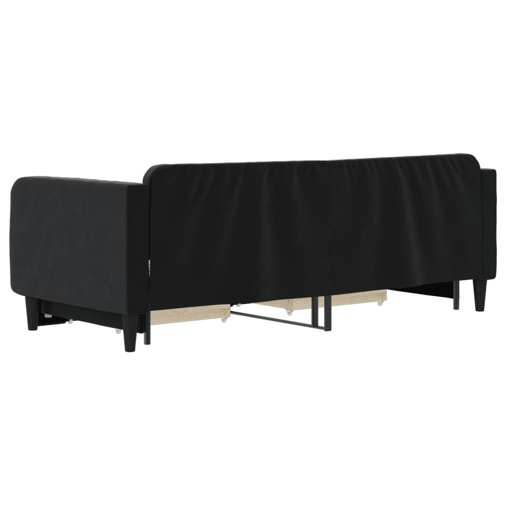 vidaXL Pat de zi cu extensie și sertare, negru, 90x200 cm, catifea vidaXL Pat de zi cu extensie și sertare, negru, 90x200 cm, catifea