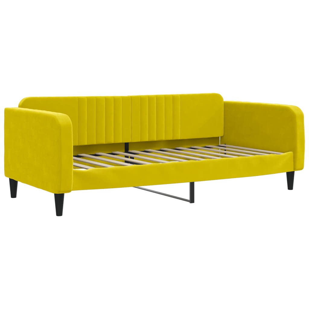 vidaXL Pat de zi cu extensie și sertare, galben, 90x200 cm, catifea vidaXL Pat de zi cu extensie și sertare, galben, 90x200 cm, catifea