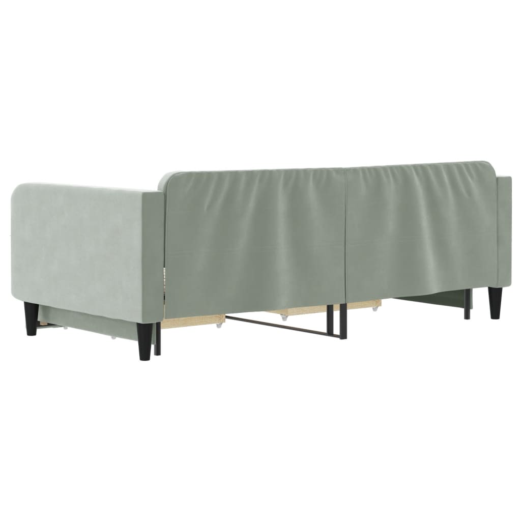 vidaXL Pat de zi cu extensie și sertare gri deschis 100x200 cm catifea
