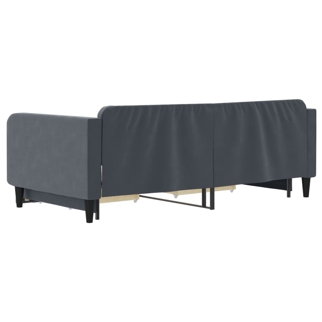 vidaXL Pat de zi cu extensie și sertare gri închis 100x200cm catifea