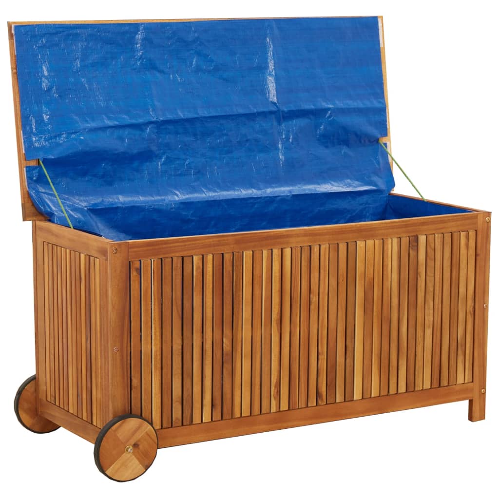 vidaXL Ladă de depozitare de grădină cu roți, 113x50x58 cm lemn acacia vidaXL Ladă de depozitare de grădină cu roți, 113x50x58 cm lemn acacia