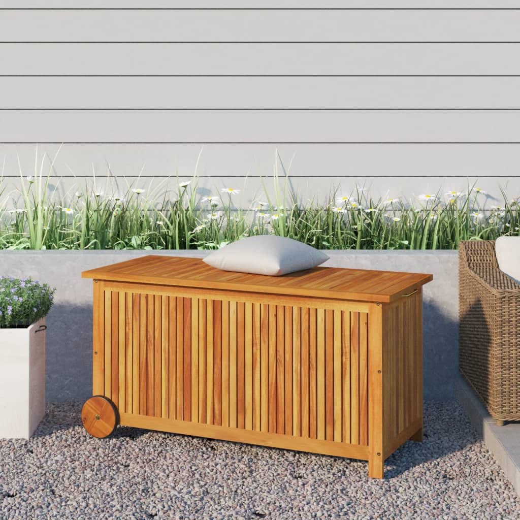 vidaXL Ladă de depozitare de grădină cu roți, 113x50x58 cm lemn acacia vidaXL Ladă de depozitare de grădină cu roți, 113x50x58 cm lemn acacia