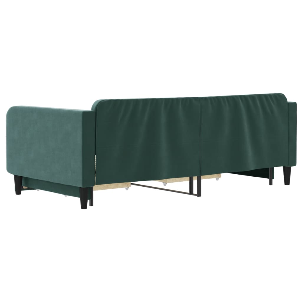 vidaXL Pat de zi cu extensie și sertare verde închis 100x200cm catifea