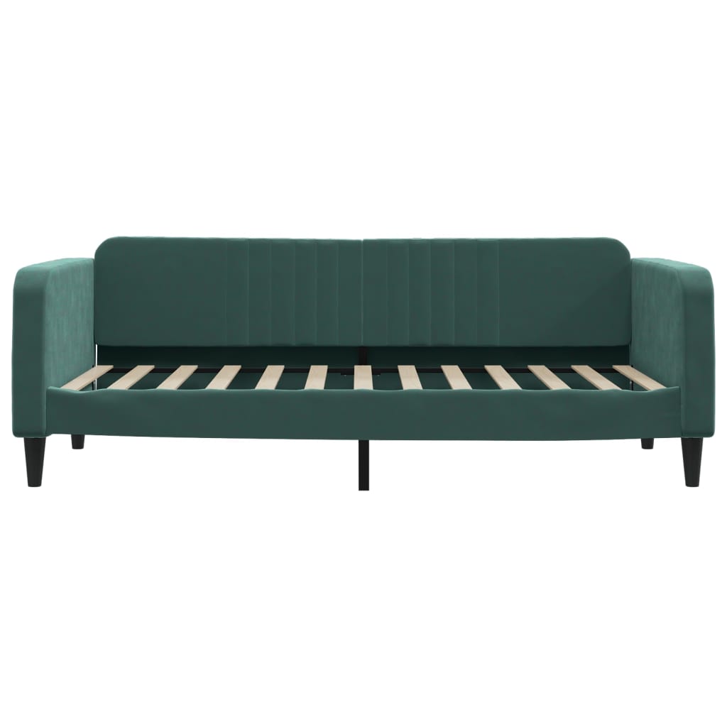 vidaXL Pat de zi cu extensie și sertare verde închis 100x200cm catifea