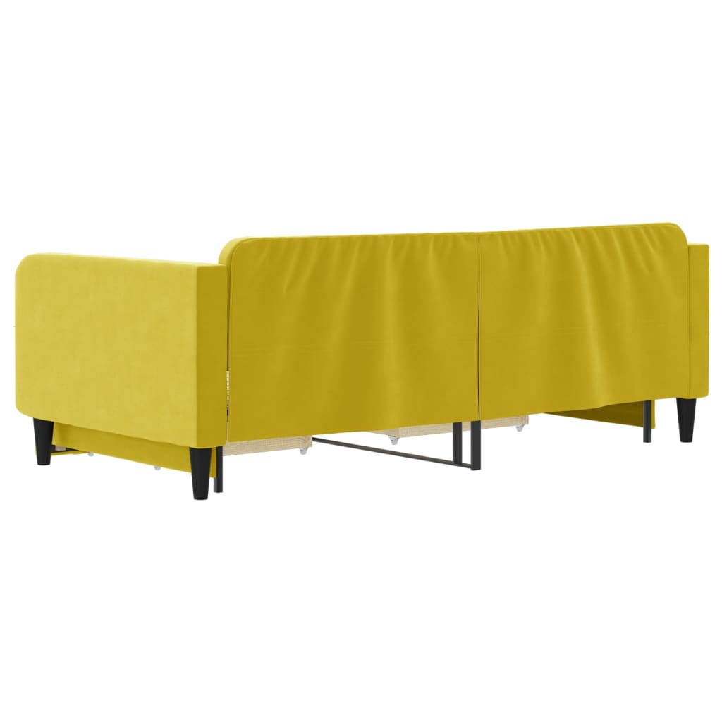vidaXL Pat de zi cu extensie și sertare, galben, 100x200 cm, catifea