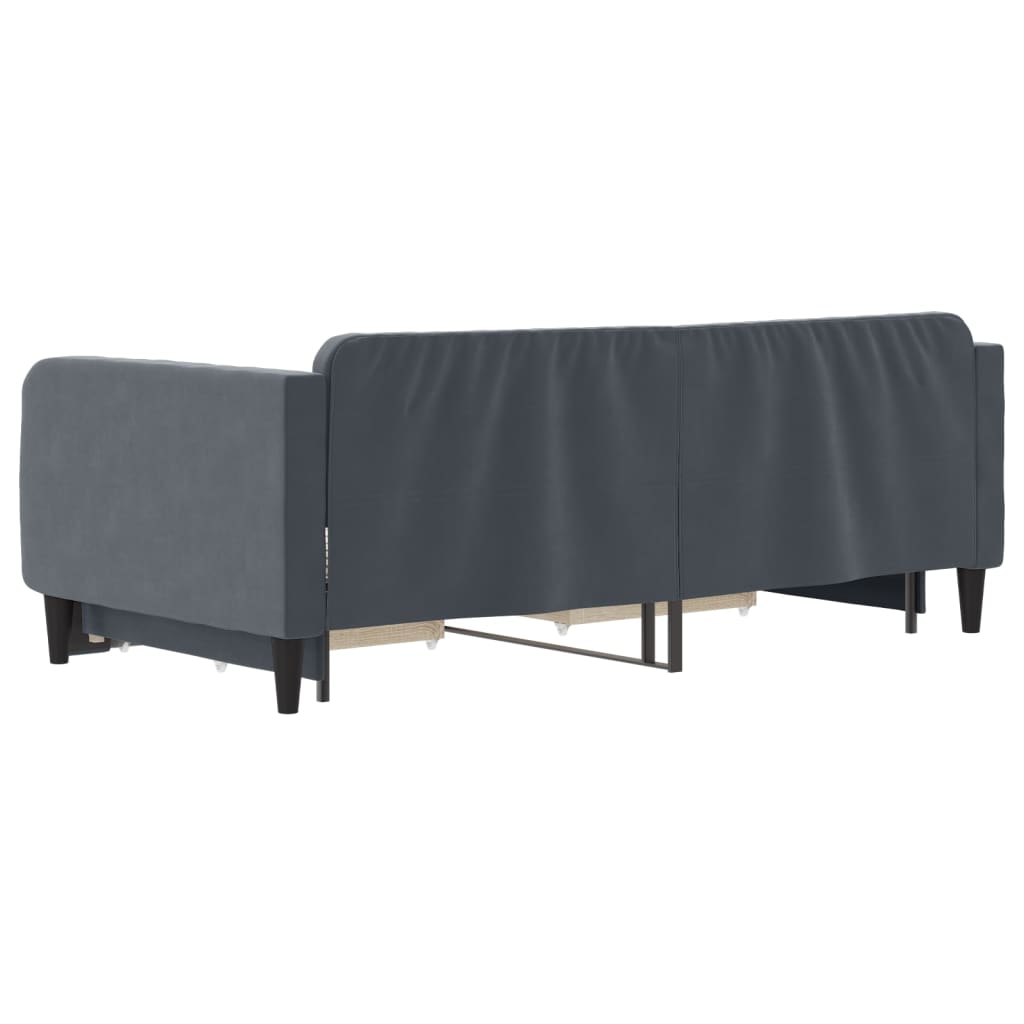 vidaXL Pat de zi cu extensie și sertare, gri închis, 90x190cm catifea