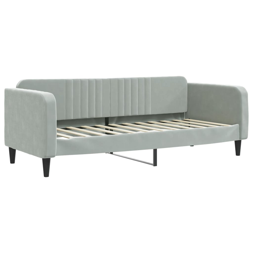 vidaXL Pat de zi cu extensie și sertare, gri deschis 80x200 cm catifea