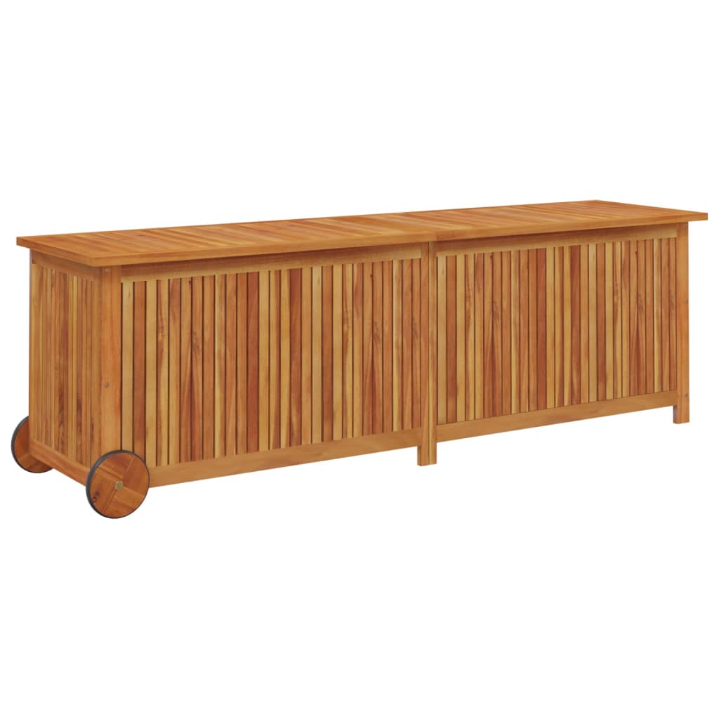 vidaXL Ladă depozitare grădină cu roți, 150x50x58cm, lemn masiv acacia vidaXL Ladă depozitare grădină cu roți, 150x50x58cm, lemn masiv acacia