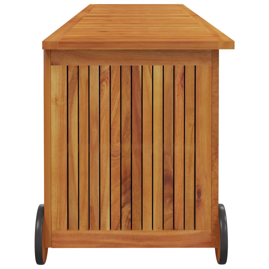 vidaXL Ladă depozitare grădină cu roți, 150x50x58cm, lemn masiv acacia vidaXL Ladă depozitare grădină cu roți, 150x50x58cm, lemn masiv acacia