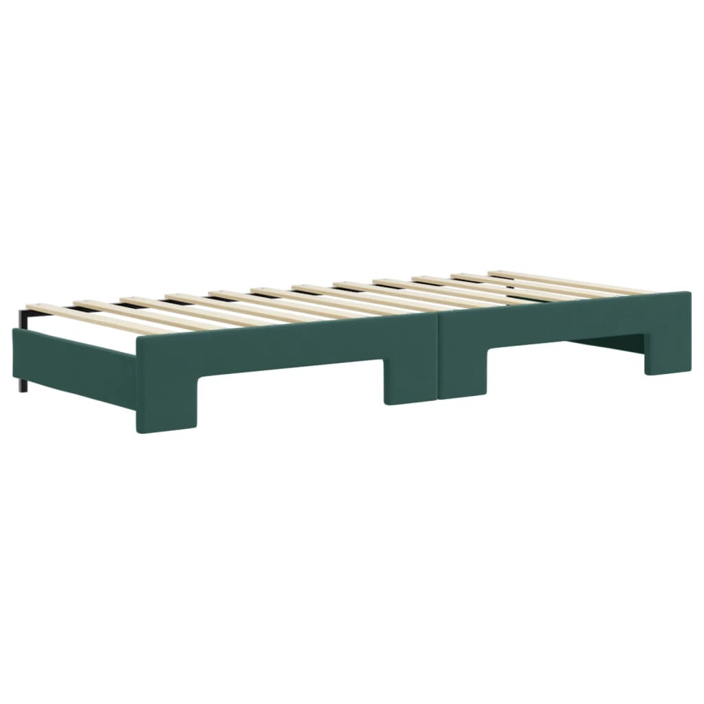 vidaXL Pat de zi cu extensie și sertare verde închis 90x200 cm catifea vidaXL Pat de zi cu extensie și sertare verde închis 90x200 cm catifea