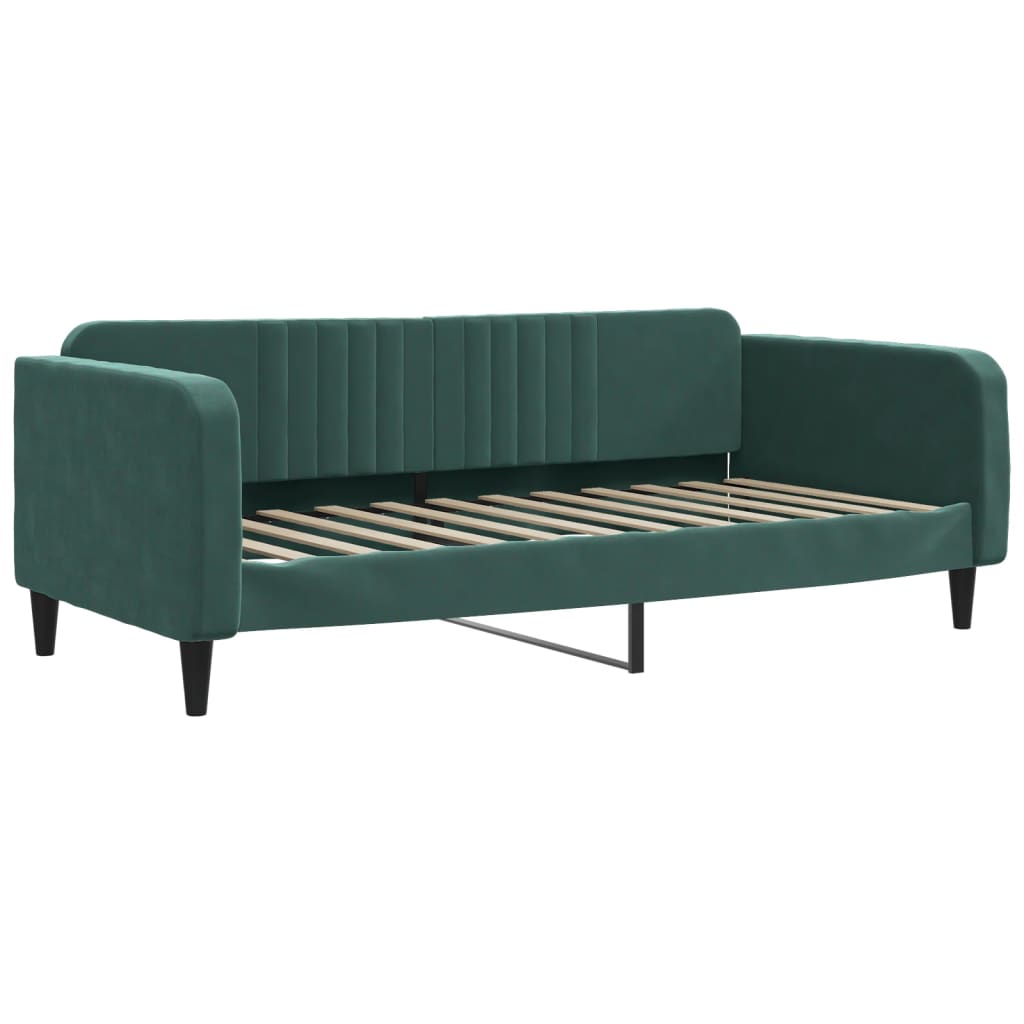 vidaXL Pat de zi cu extensie și sertare verde închis 100x200cm catifea