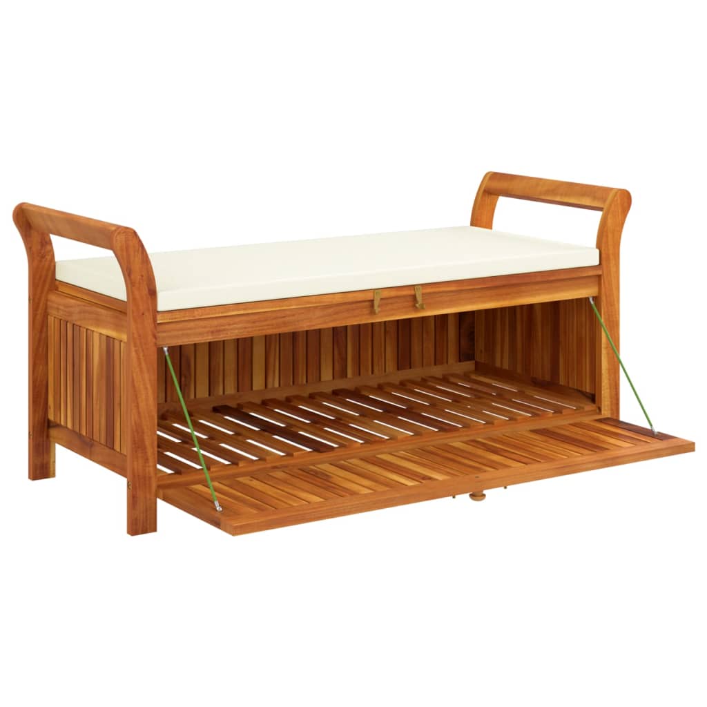 vidaXL Bancă de depozitare cu pernă, 126 cm, lemn masiv de acacia vidaXL Bancă de depozitare cu pernă, 126 cm, lemn masiv de acacia
