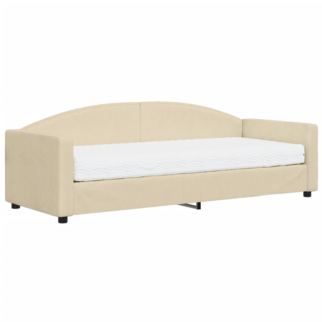 vidaXL Pat de zi cu saltea, crem, 80x200 cm, textil
