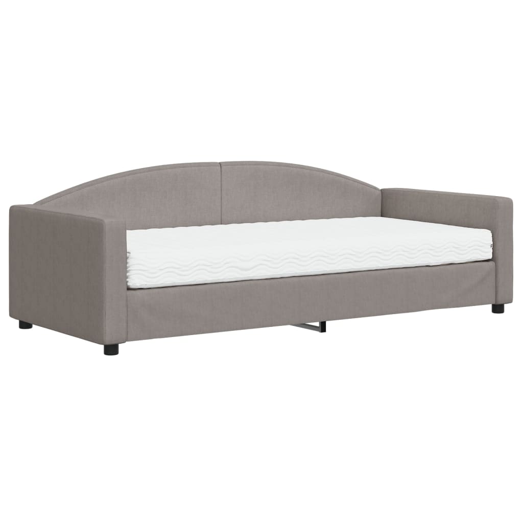 vidaXL Pat de zi cu saltea, gri taupe, 90x200 cm, textil