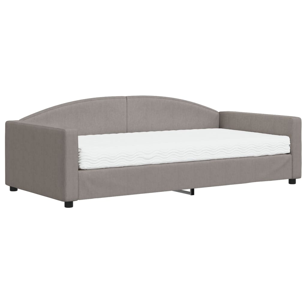 vidaXL Pat de zi cu saltea, gri taupe, 100x200 cm, textil