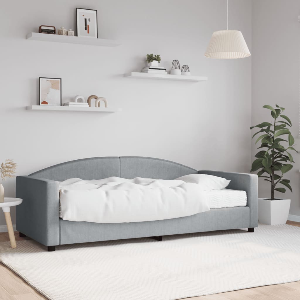 vidaXL Pat de zi cu saltea, gri deschis, 90x190 cm, textil