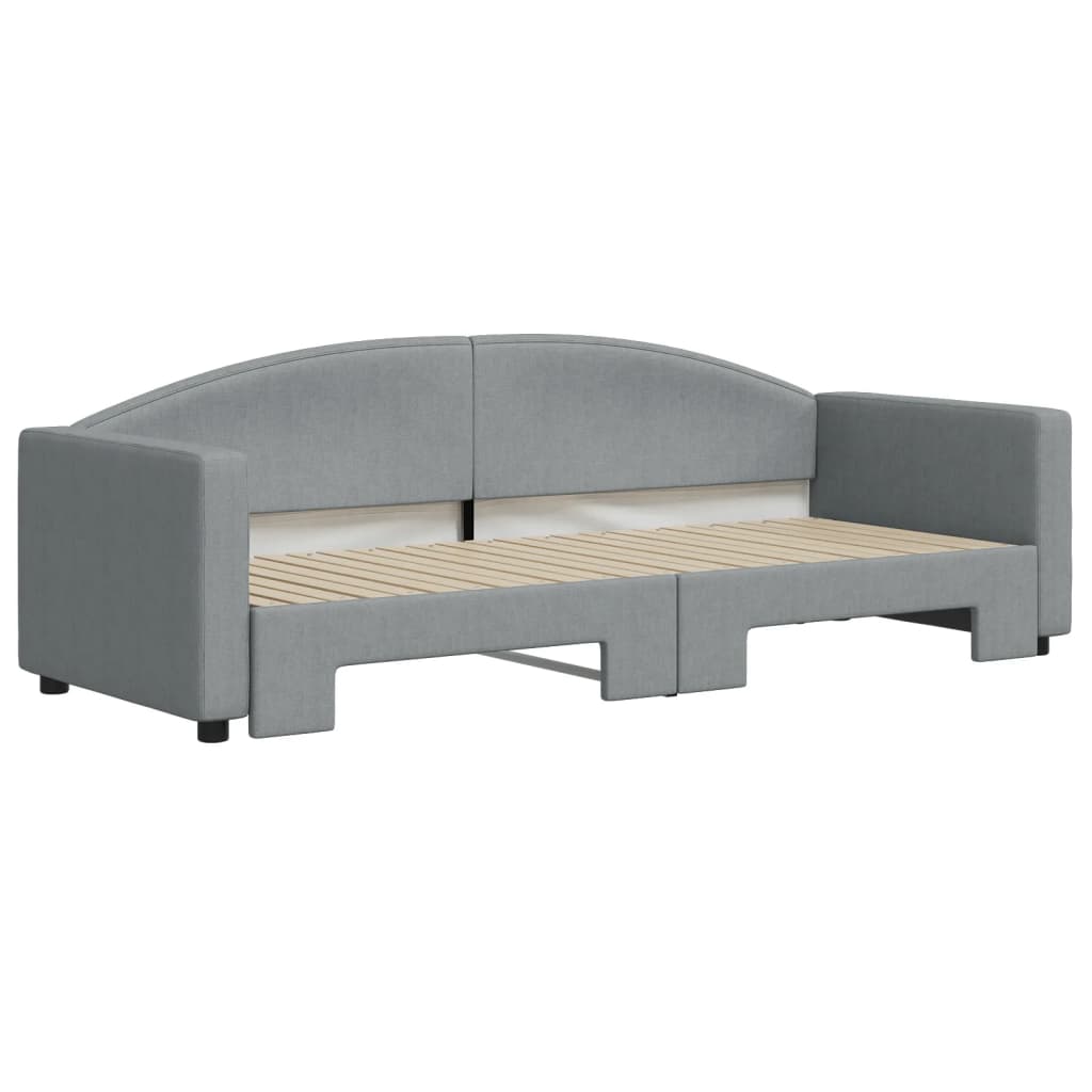 vidaXL Pat de zi cu extensie, gri deschis, 80x200 cm, textil vidaXL Pat de zi cu extensie, gri deschis, 80x200 cm, textil