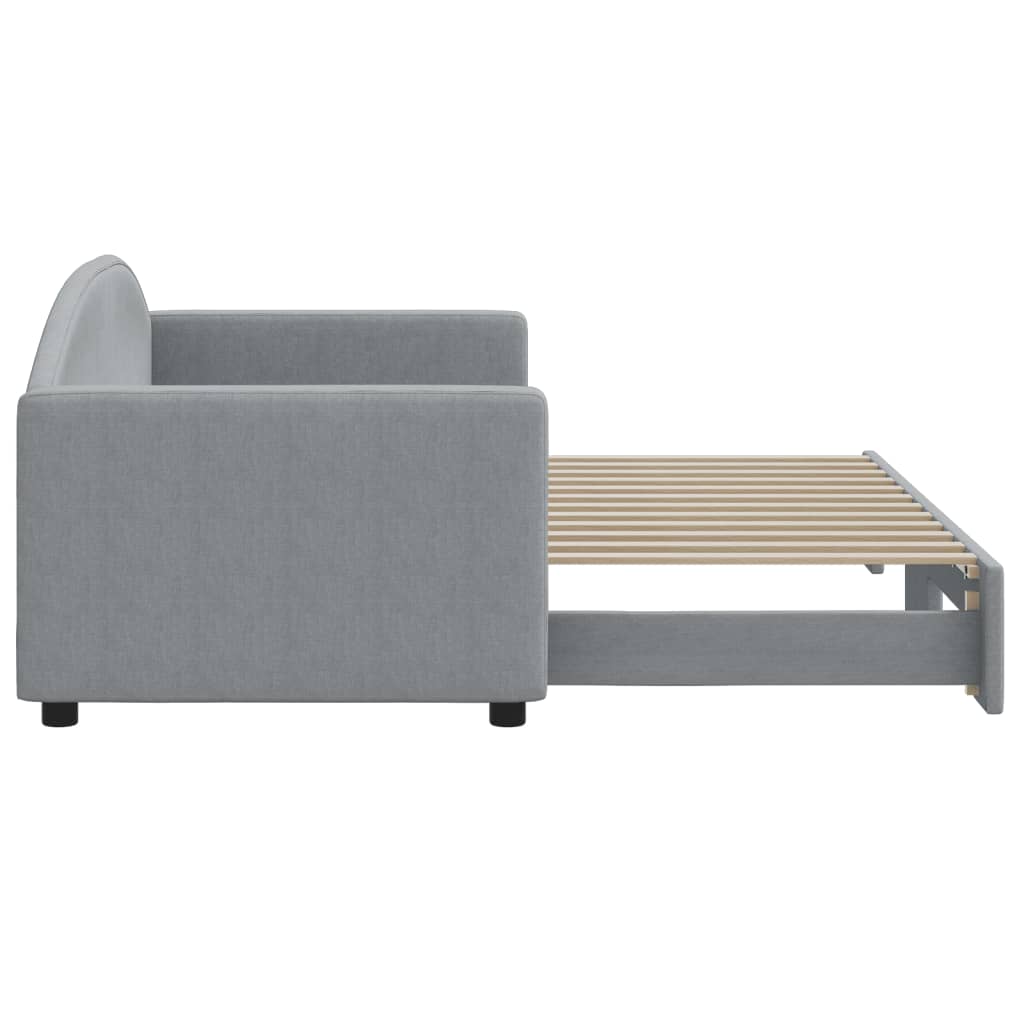 vidaXL Pat de zi cu extensie, gri deschis, 80x200 cm, textil vidaXL Pat de zi cu extensie, gri deschis, 80x200 cm, textil