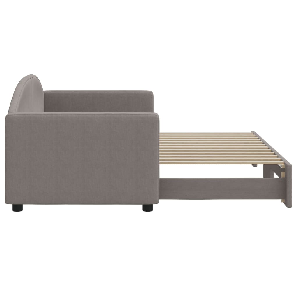 vidaXL Pat de zi cu extensie, gri taupe, 80x200 cm, textil vidaXL Pat de zi cu extensie, gri taupe, 80x200 cm, textil