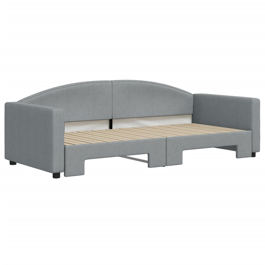 vidaXL Pat de zi cu extensie, gri deschis, 90x200 cm, textil vidaXL Pat de zi cu extensie, gri deschis, 90x200 cm, textil