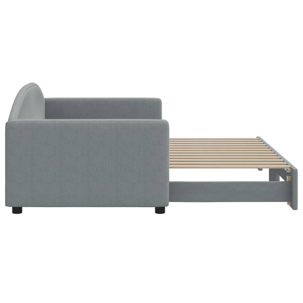 vidaXL Pat de zi cu extensie, gri deschis, 90x200 cm, textil vidaXL Pat de zi cu extensie, gri deschis, 90x200 cm, textil
