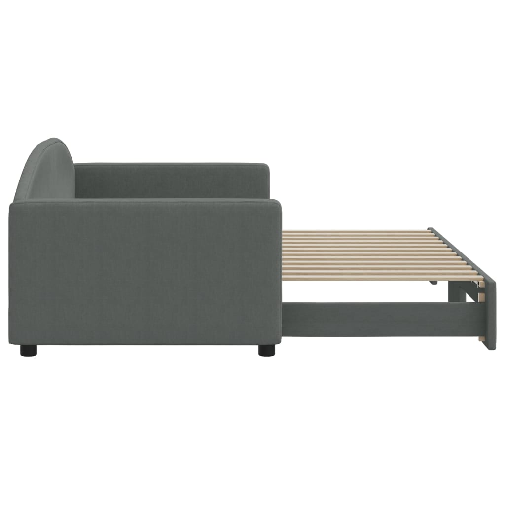 vidaXL Pat de zi cu extensie, gri închis, 90x200 cm, textil vidaXL Pat de zi cu extensie, gri închis, 90x200 cm, textil