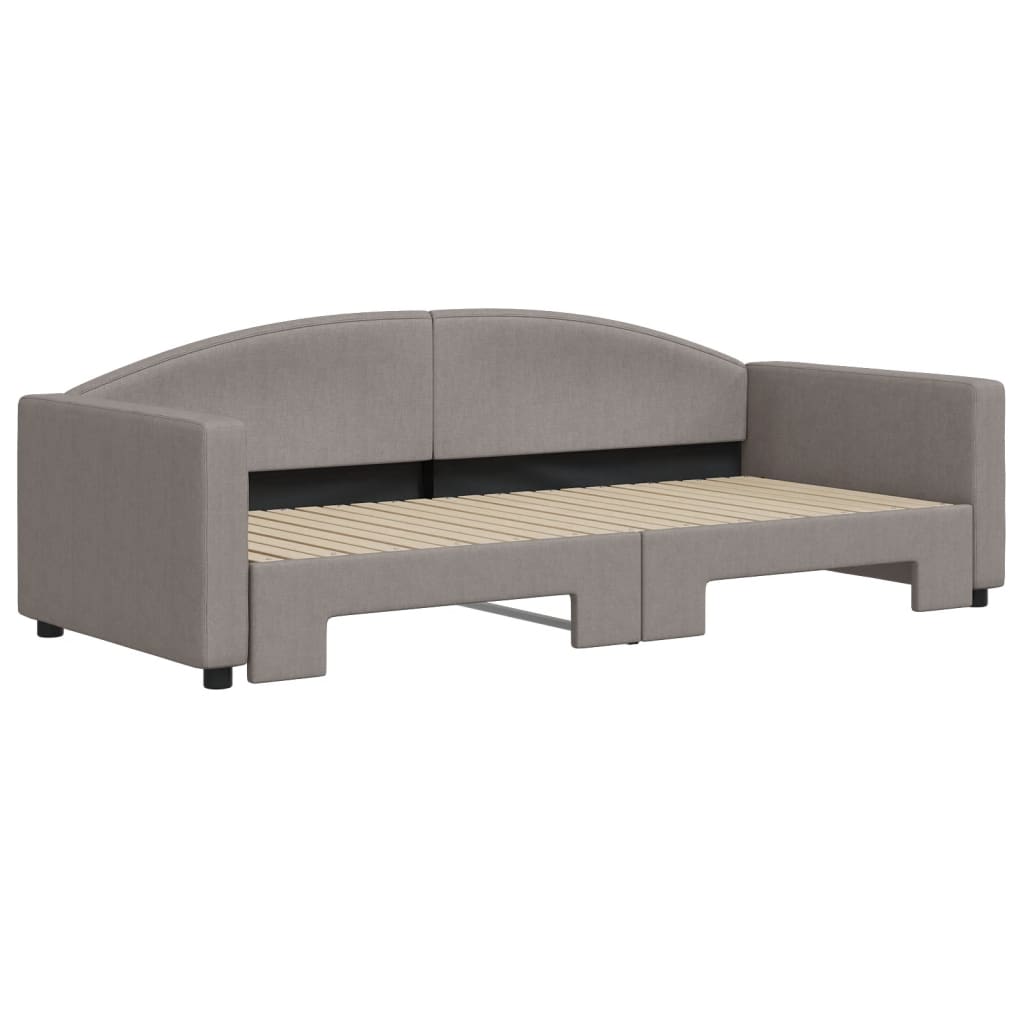 vidaXL Pat de zi cu extensie, gri taupe, 90x200 cm, textil vidaXL Pat de zi cu extensie, gri taupe, 90x200 cm, textil