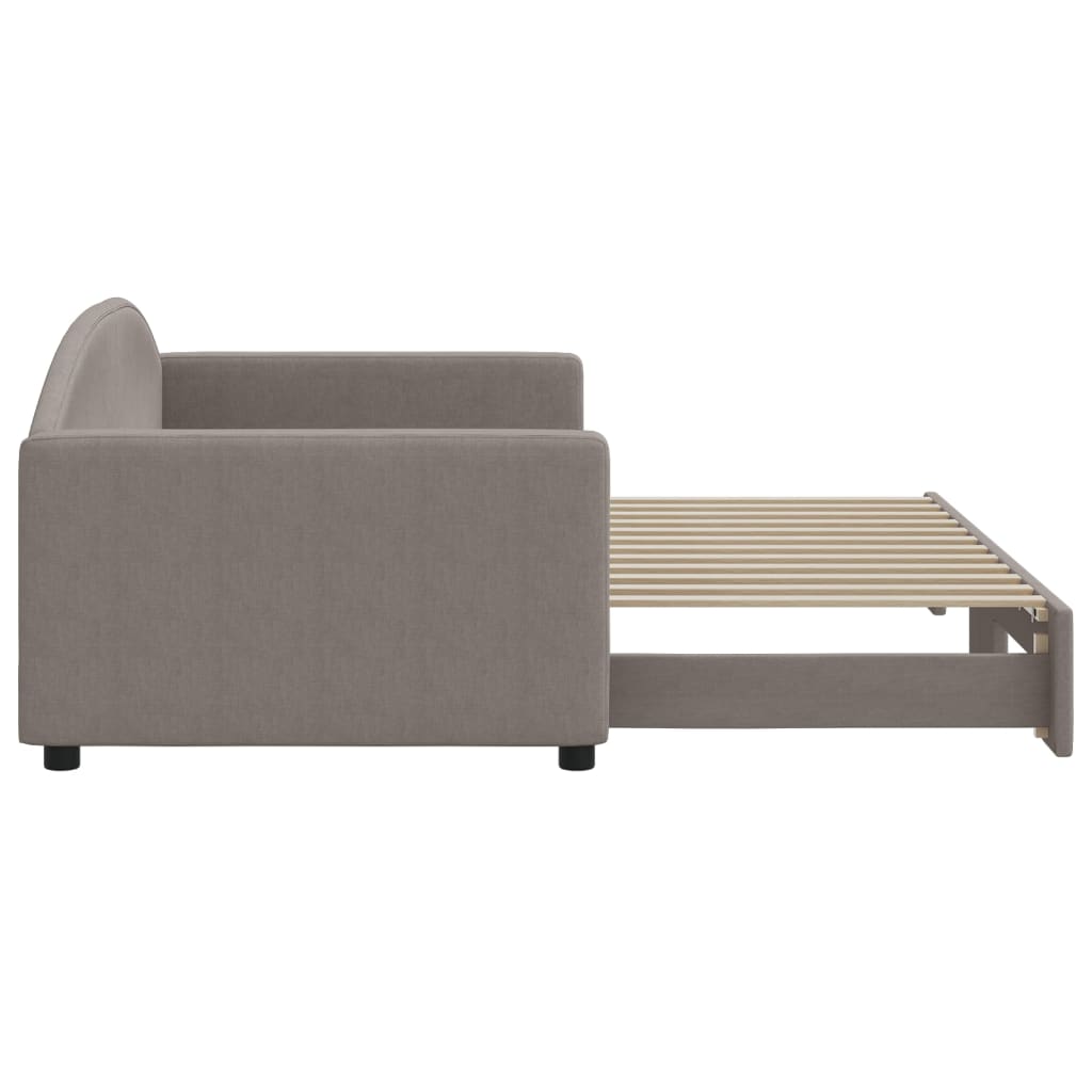 vidaXL Pat de zi cu extensie, gri taupe, 90x200 cm, textil vidaXL Pat de zi cu extensie, gri taupe, 90x200 cm, textil