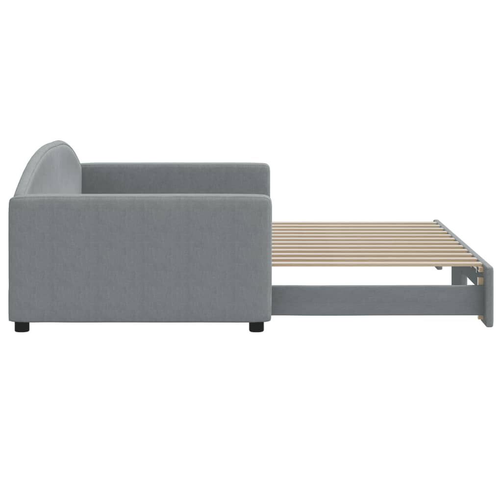 vidaXL Pat de zi cu extensie, gri deschis, 100x200 cm, textil vidaXL Pat de zi cu extensie, gri deschis, 100x200 cm, textil