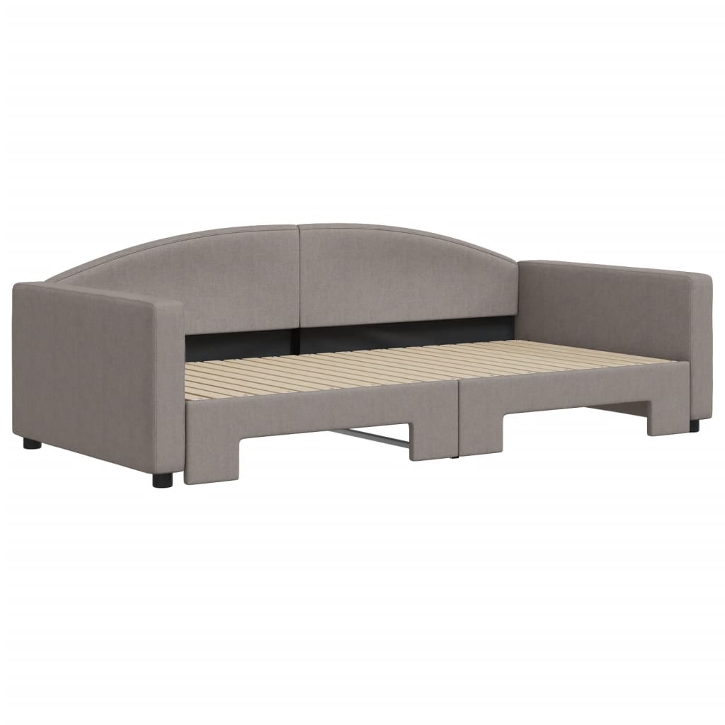 vidaXL Pat de zi cu extensie, gri taupe, 100x200 cm, textil
