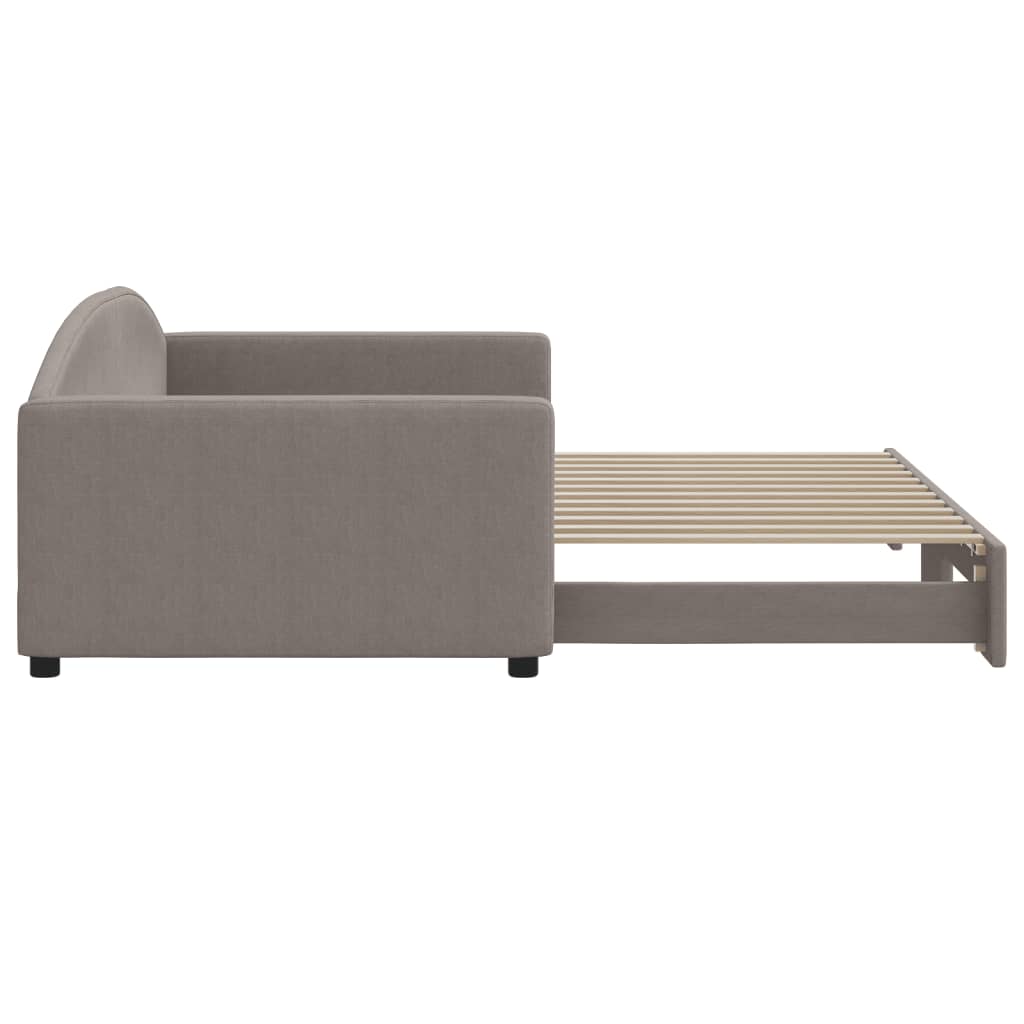 vidaXL Pat de zi cu extensie, gri taupe, 100x200 cm, textil