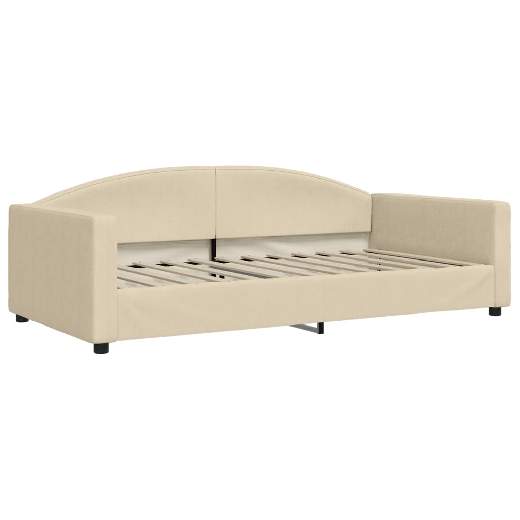 vidaXL Pat de zi cu extensie, crem, 100x200 cm, textil vidaXL Pat de zi cu extensie, crem, 100x200 cm, textil